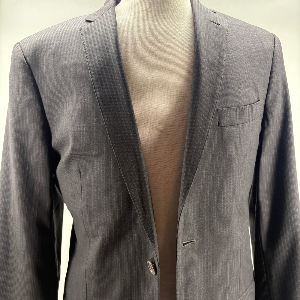 Jos A Bank Joseph Slim Fit Blazer Mens 40L Charcoal Grey Wool Pinstripe Jacket - Picture 4 of 12